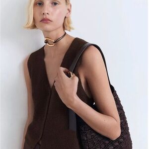 Paloma Cotton Blend Openwork Knitted V Neck Waistcoat Sz medium NWT